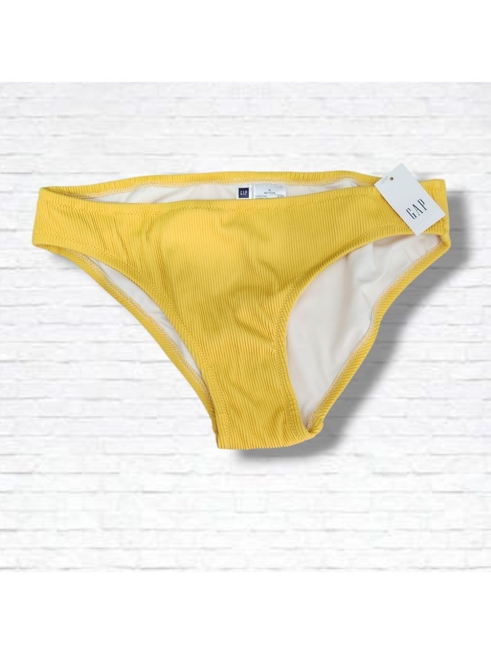 GAP Yellow Ribbed Mid Rise Bikini Bottoms Size M NWT